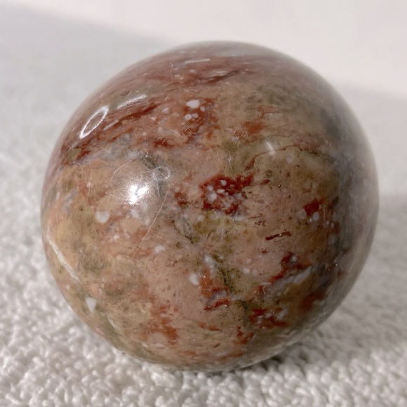 Vintage Brecchiated Jasper Polished Red Jasper Stone Egg Flat Bottom Paper Wght - Picture 6 of 10